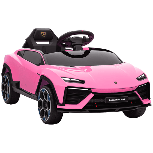 AIYAPLAY Carro Elétrico para Crianças acima de 3 Anos Lamborghini Infantil a Bateria 12V com Controlo Remoto 2,4G Motor Duplo Rodas com Suspensão Portas Estilo Tesoura Faróis Música USB 101,5x49x43 cm Rosa