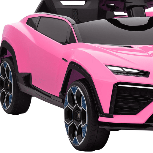 AIYAPLAY Carro Elétrico para Crianças acima de 3 Anos Lamborghini Infantil a Bateria 12V com Controlo Remoto 2,4G Motor Duplo Rodas com Suspensão Portas Estilo Tesoura Faróis Música USB 101,5x49x43 cm Rosa