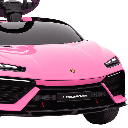 AIYAPLAY Carro Elétrico para Crianças acima de 3 Anos Lamborghini Infantil a Bateria 12V com Controlo Remoto 2,4G Motor Duplo Rodas com Suspensão Portas Estilo Tesoura Faróis Música USB 101,5x49x43 cm Rosa