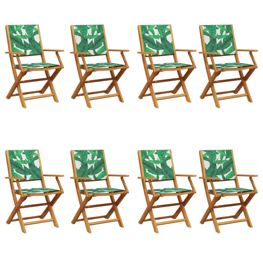 Cadeiras de jardim - Cadeiras de exterior dobráveis 8 pcs tecidomadeira maciça verde