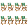 Cadeiras de jardim - Cadeiras de exterior dobráveis 8 pcs tecidomadeira maciça verde