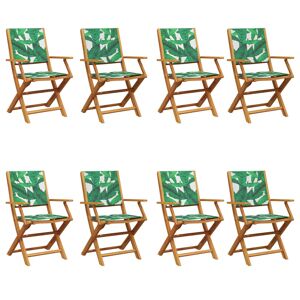 Cadeiras de jardim - Cadeiras de exterior dobráveis 8 pcs tecidomadeira maciça verde
