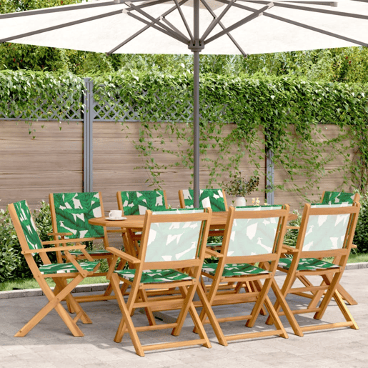 Cadeiras de jardim - Cadeiras de exterior dobráveis 8 pcs tecidomadeira maciça verde