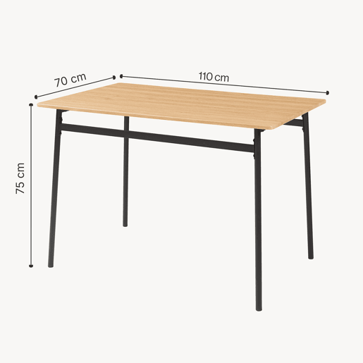 Conjunto de jantar Pollenev Mesa 110x70cm com 4 cadeiras pretocarvalho en.casa