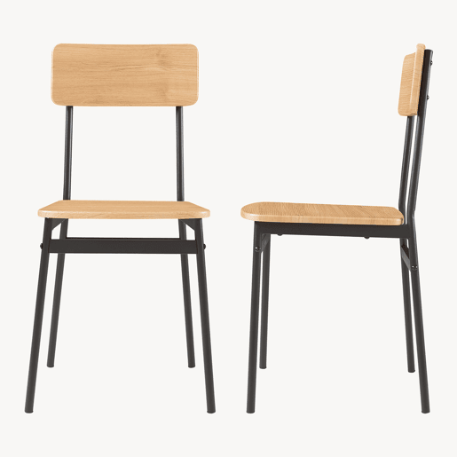 Conjunto de jantar Pollenev Mesa 110x70cm com 4 cadeiras pretocarvalho en.casa