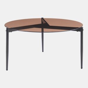 Mesa de centro Ulökantaa redonda vidro fumado Ø80x40 cm Castanho en.casa