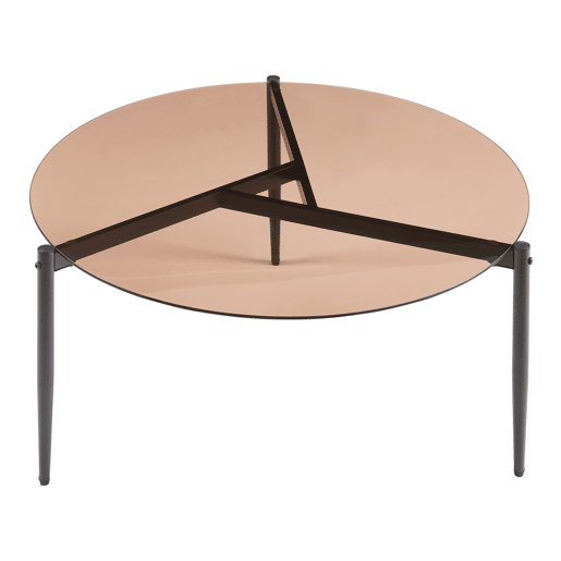 Mesa de centro Ulökantaa redonda vidro fumado Ø80x40 cm Castanho en.casa