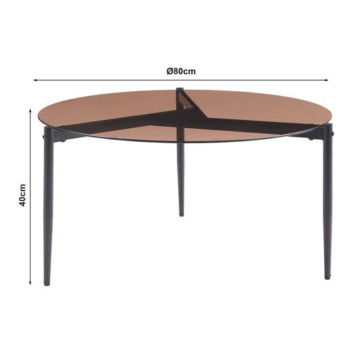 Mesa de centro Ulökantaa redonda vidro fumado Ø80x40 cm Castanho en.casa