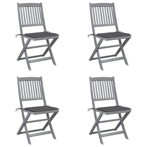 Cadeiras exterior - Cadeiras de jardim dobráveis c almofadões 4 pcs acácia maciça