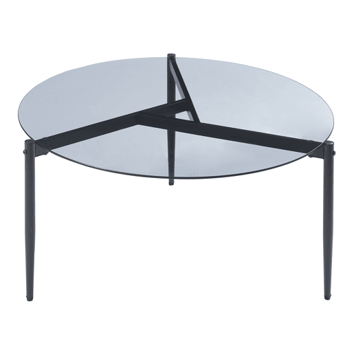Mesa de centro Ulökantaa redonda vidro fumado Ø80x40 cm Cinzento en.casa