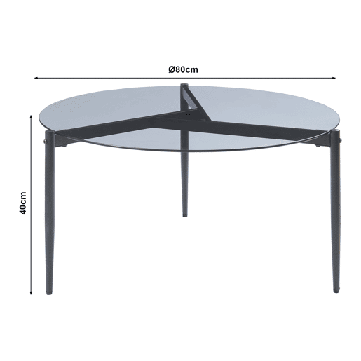 Mesa de centro Ulökantaa redonda vidro fumado Ø80x40 cm Cinzento en.casa