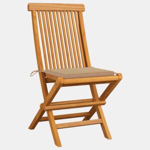 Cadeiras de jardim - Cadeiras de exterior c almofadões beges 6 pcs teca maciça