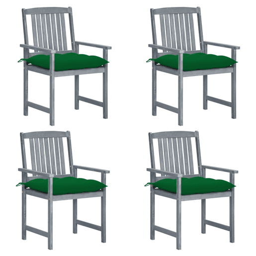 Cadeiras de jardim - Cadeiras de exterior com almofadões 4 pcs acácia maciça cinza Cadeiras de jardim - Cadeiras de exterior com almofadões 4 pcs acácia maciça cinza