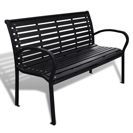 Banco de jardim mobiliário de pátio exterior terraço 125 cm aço e preto WPC 02_0011224