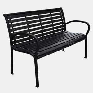 Banco de jardim mobiliário de pátio exterior terraço 125 cm aço e preto WPC 02_0011224