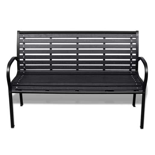 Banco de jardim mobiliário de pátio exterior terraço 125 cm aço e preto WPC 02_0011224