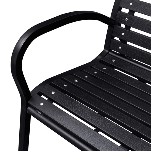Banco de jardim mobiliário de pátio exterior terraço 125 cm aço e preto WPC 02_0011224