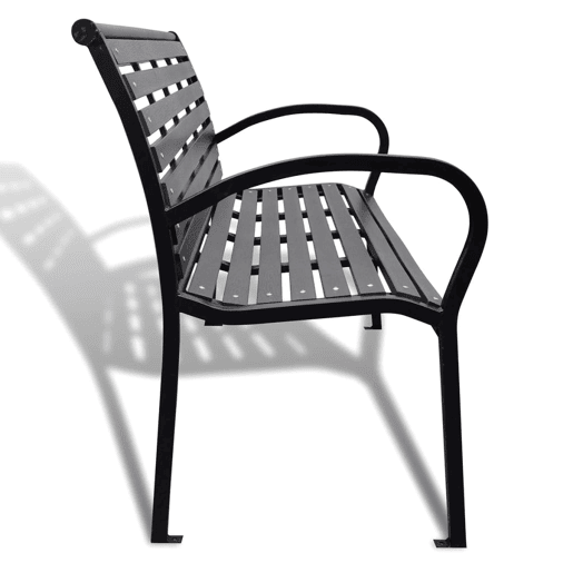 Banco de jardim mobiliário de pátio exterior terraço 125 cm aço e preto WPC 02_0011224