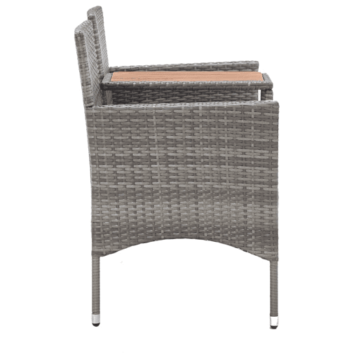 Banco de jardim, mobília de pátio externo, terraço de 2 lugares e mesa de chá 143 x 65 x 88 cm resina tecida cinza 02_0011310