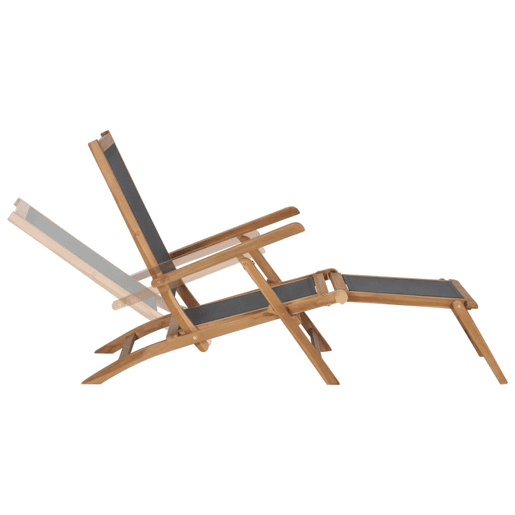 Espreguiçadeira espreguiçadeira espreguiçadeira jardim cama terraço móveis de exterior com apoio para os pés madeira maciça de teca preta 02_0012572