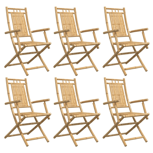Cadeiras de jardim - Cadeiras de exterior dobráveis 6 pcs 53x66x99 cm bambu