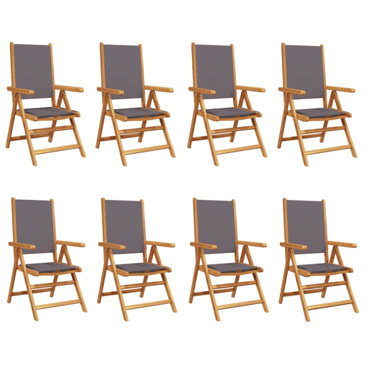 Cadeiras jardim - Cadeiras exterior reclin. 8 pcs tecidomadeira maciça antracite