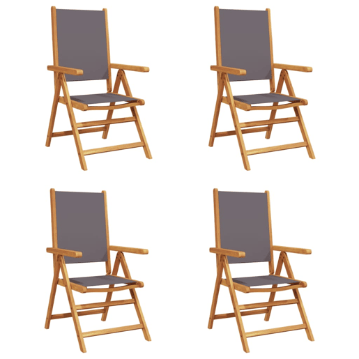 Cadeiras jardim - Cadeiras exterior reclin. 4 pcs tecidomadeira maciça antracite