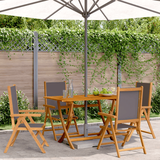 Cadeiras jardim - Cadeiras exterior reclin. 4 pcs tecidomadeira maciça antracite