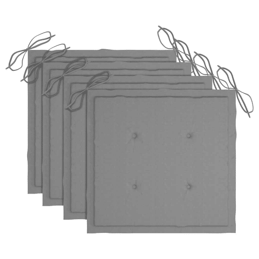 Cadeiras de jardim - Cadeiras de exterior c almofadões cinzentos 4 pcs teca maciça