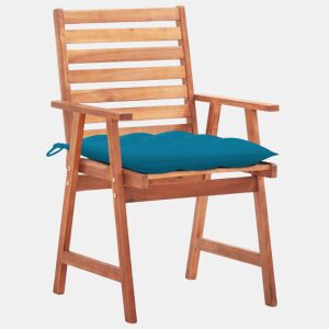 Cadeiras de jantar p jardim - Cadeiras de exterior 3 pcs c almofadões acácia maciça