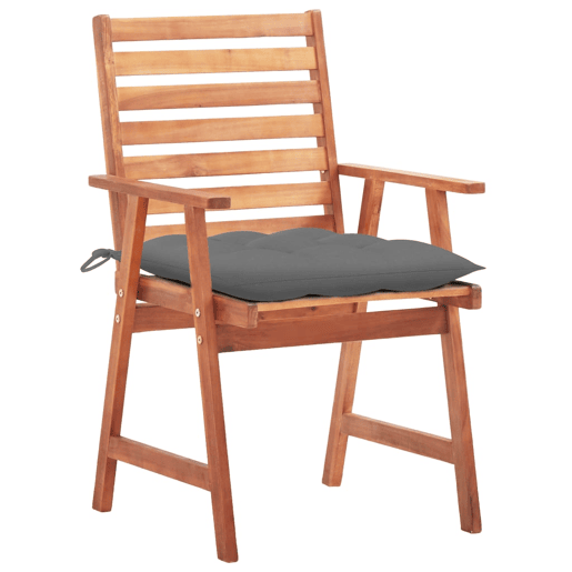 Cadeiras de jantar p jardim - Cadeiras de exterior 3 pcs c almofadões acácia maciça