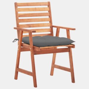 Cadeiras de jantar p jardim - Cadeiras de exterior 3 pcs c almofadões acácia maciça