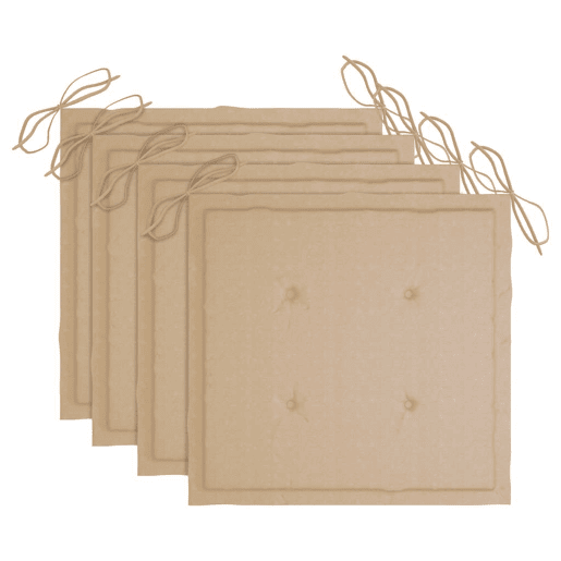 Cadeiras de jardim - Cadeiras de exterior c almofadões beges 3 pcs teca maciça