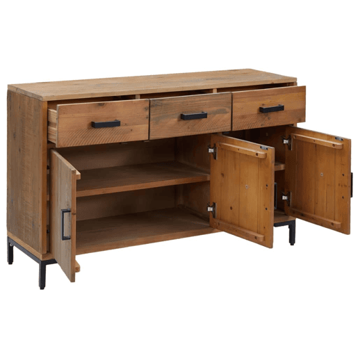 Aparador cômoda armário unidade de armazenamento organizador cozinha sala de estar 110 x 35 x 70 cm madeira de pinho maciça marrom 02_0035716 Aparador cômoda armário unidade de armazenamento organizador cozinha sala de estar 110 x 35 x 70 cm madeira de pinho maciça marrom 02_0035716