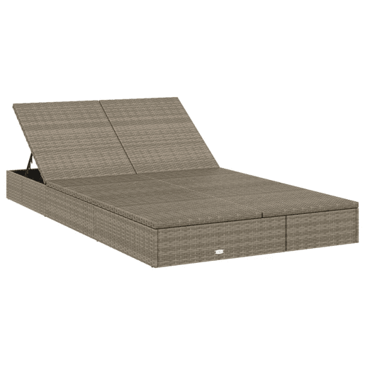 Espreguiçadeira espreguiçadeira para banhos de sol cama de jardim terraço mobiliário de exterior de 2 lugares com almofadas cinza resina tecida 02_0012944