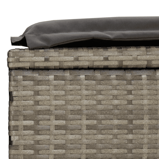 Espreguiçadeira espreguiçadeira para banhos de sol cama de jardim terraço mobiliário de exterior de 2 lugares com almofadas cinza resina tecida 02_0012944