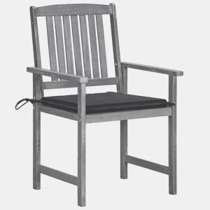 Cadeiras de jardim - Cadeiras de exterior c almofadões 6 pcs acácia maciça cinzento
