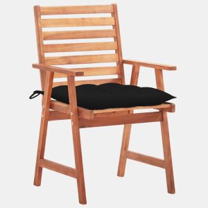 Cadeiras de jantar p jardim - Cadeiras de exterior 3 pcs c almofadões acácia maciça