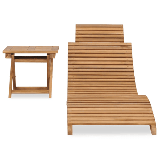 Espreguiçadeira espreguiçadeira para banhos de sol jardim cama terraço mobiliário de exterior dobrável com mesa de madeira maciça de teca 02_0012863