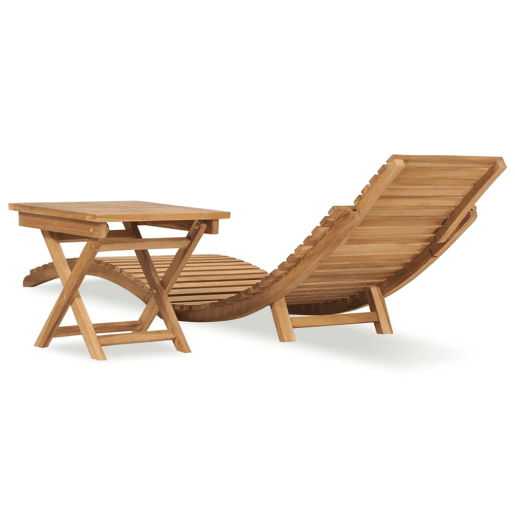 Espreguiçadeira espreguiçadeira para banhos de sol jardim cama terraço mobiliário de exterior dobrável com mesa de madeira maciça de teca 02_0012863