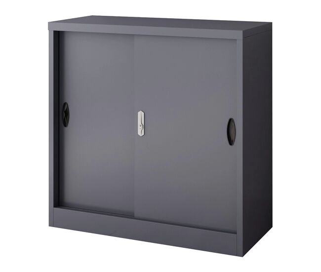 Armario de oficina mueble de almacenaje para oficina taller dormitorio oficina acero rieti acero lacado 90 x 40 x 90 cm gris oscuro 03_0006344