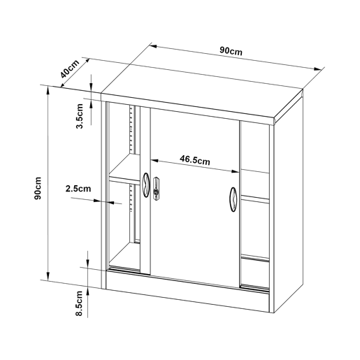 Armário de escritório armário de armazenamento para oficina de escritório quarto escritório aço aço lacado rieti 90 x 40 x 90 cm cinza escuro 03_0006344
