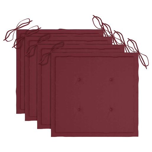Cadeiras jardim - Cadeiras exterior c almofadões vermelho tinto 4 pcs teca maciça
