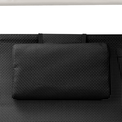 Espreguiçadeira espreguiçadeira para banhos de sol cama de jardim terraço mobiliário duplo de exterior com toldo de têxtil preto 02_0012722