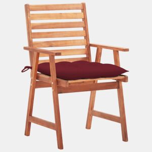 Cadeiras de jantar p jardim - Cadeiras de exterior 3 pcs c almofadões acácia maciça