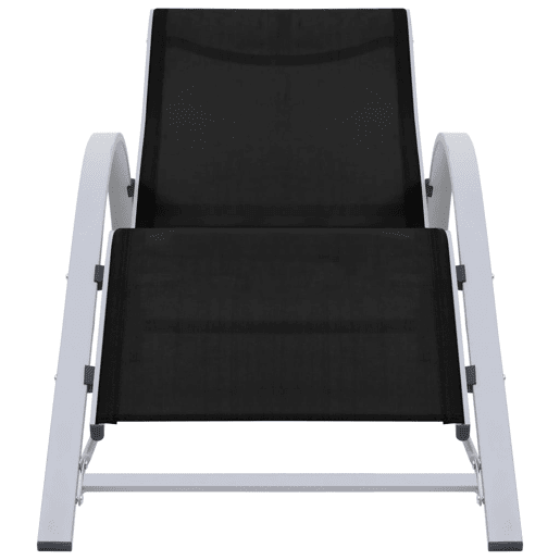 Conjunto de 2 espreguiçadeiras espreguiçadeira para banhos de sol jardim cama terraço móveis de exterior com mesa de alumínio preto 02_0012074