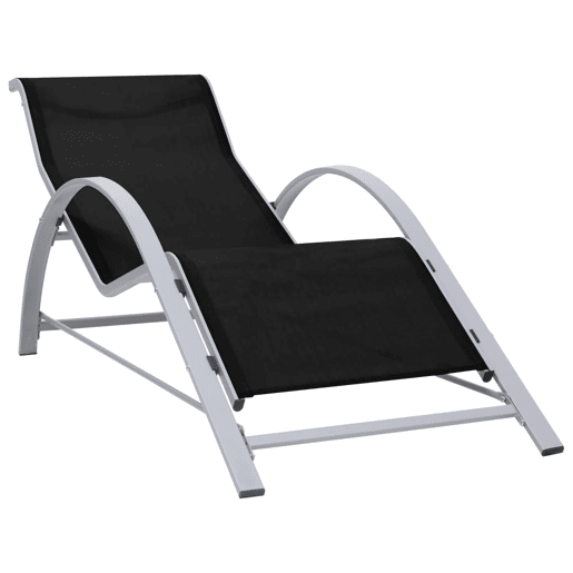 Conjunto de 2 espreguiçadeiras espreguiçadeira para banhos de sol jardim cama terraço móveis de exterior com mesa de alumínio preto 02_0012074