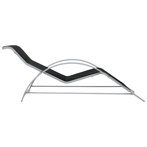 Conjunto de 2 espreguiçadeiras espreguiçadeira para banhos de sol jardim cama terraço móveis de exterior com mesa de alumínio preto 02_0012074