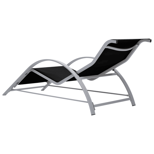 Conjunto de 2 espreguiçadeiras espreguiçadeira para banhos de sol jardim cama terraço móveis de exterior com mesa de alumínio preto 02_0012074