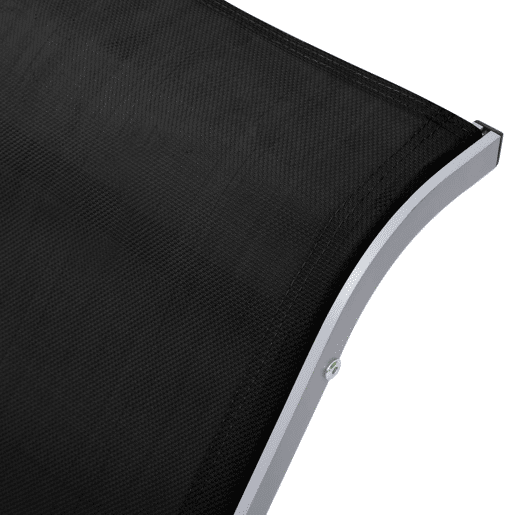 Conjunto de 2 espreguiçadeiras espreguiçadeira para banhos de sol jardim cama terraço móveis de exterior com mesa de alumínio preto 02_0012074